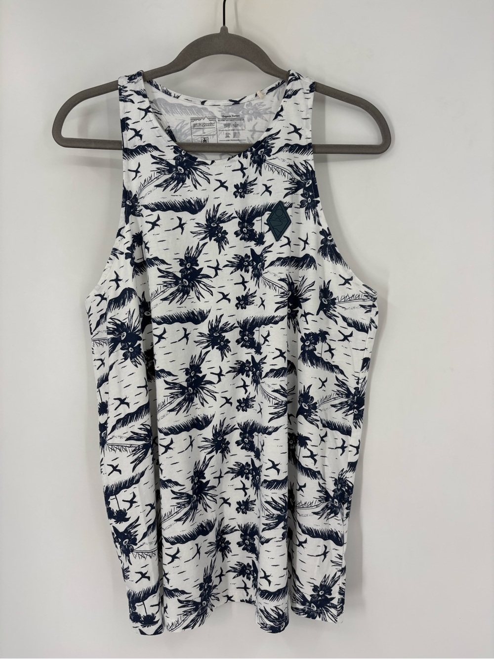 Patagonia Wander Crest Organic High Neck Tank Top  Racerback Floral Large